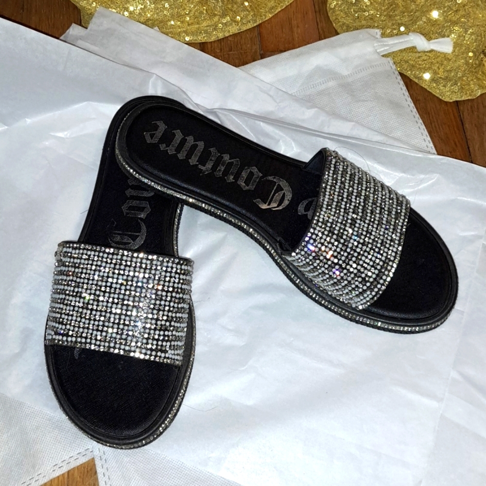 Juicy Couture Bling Gem Slide on Sandals. Size 10